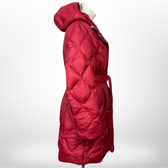Eddie Bauer Premium Goose Down Belted Red Long Puffer Parka SP - Picture 6 of 12